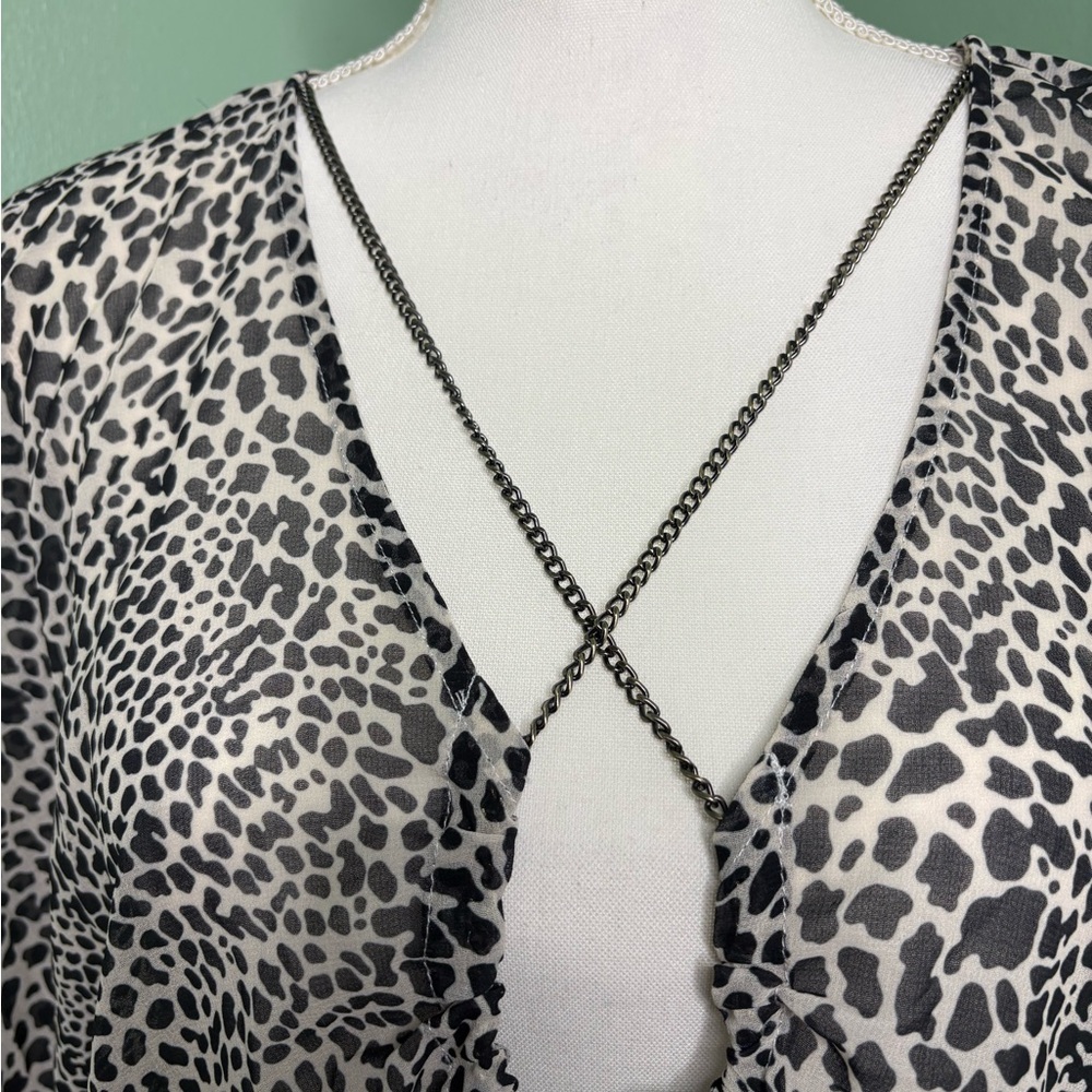 Michael Kors Black and White Animal Print swim cover up medium large - Picture 3 of 11